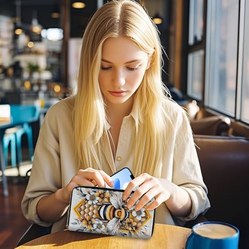 PU Leather Women’s Wallet RFID Secure Long Clutch Purse with Zipper Coin Pocket & Wrist Strap, Multi Card Slots Organizer for Daily Use3