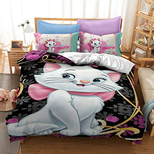 WMZ-SC Housse de Couette Aristochats Marie Fille, Enfant, literie Taille Unique Double Taille Y Compris taie d'oreiller 50 * 75cm (1,220x240cm) Cover