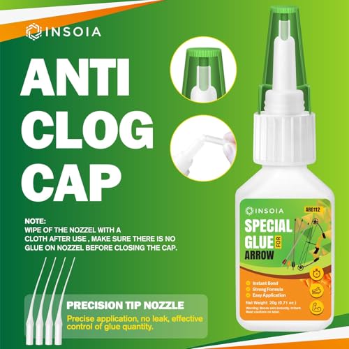 image for INSOIA Arrow Fletching Glue, 20g Clear Fast-Dry Insert Adhesive for Ar