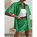 Generic All Items Womens Linen 2 Piece Outfits Button down Lapel Shorts Set Loose Casual Summer Beach Vacation Lounge Sets with Pockets Trajes De 2 Piezas, Large, A01_green