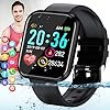 Pradory Smart Watch,Fitness Watch Activity Tracker with Heart Rate Blood Pressure Monitor IP67 Waterproof Bluetooth Smartwatch Touch Screen Sports Tracker Watch for Android iOS Phones Men Women Black
