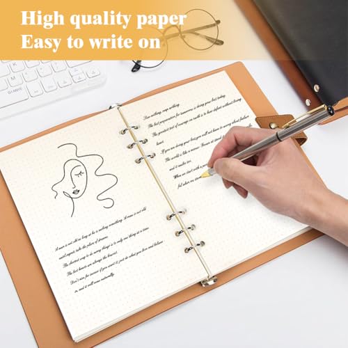 Vicloon A5 Nachfüllpapier Gepunktete, 180 Blatt Papier Nachfüllbar Notizpapier 6 Löcher Refill Paper Nachfülleinlagen, Refill Ringbucheinlagen für Notizbuch, Tagbuch, Skizze, Malerei