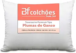 Travesseiro Premium de Fibra conforto extra tipo Pluma Pena de Ganso Ecológica 50x70cm BF Colchões