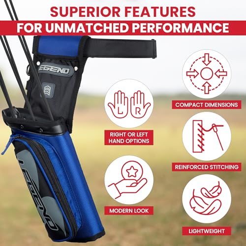 LEGEND XT420 Arrow Quiver - Quiver Arrow Holder, Archery Quiver with 3 Arrow Tube, Durable Nylon Hip Quivers with Multiple Pockets for Archery Accessories, Score Card & Tools - Right Handed, Blue - Thumbnail 3