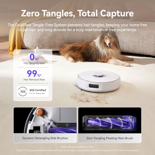 Image of NARWAL Freo X10 Pro Robot Vacuum and Mop Combo, 11,000Pa Suction,DualFlow Tangle-Free System, MopExtend Edge Cleaning, Self-Emptying, Auto Mop Wash & Dry, for Pet Hair & Hard Floors,White