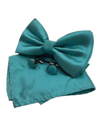 Conjunto Gravata Borboleta + Abotoadura + Lenço Verde Tiffany