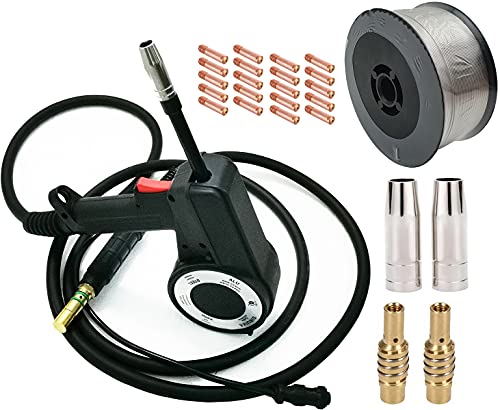 PreAsion Aluminum Spool Gun Mig Torch Fit Miller Millermatic 140 180 211300371 Spoolmate 100 Series with 10ft Cables for Aluminum Stainless Steel Iron with Welding Wire 20 Contact Tips