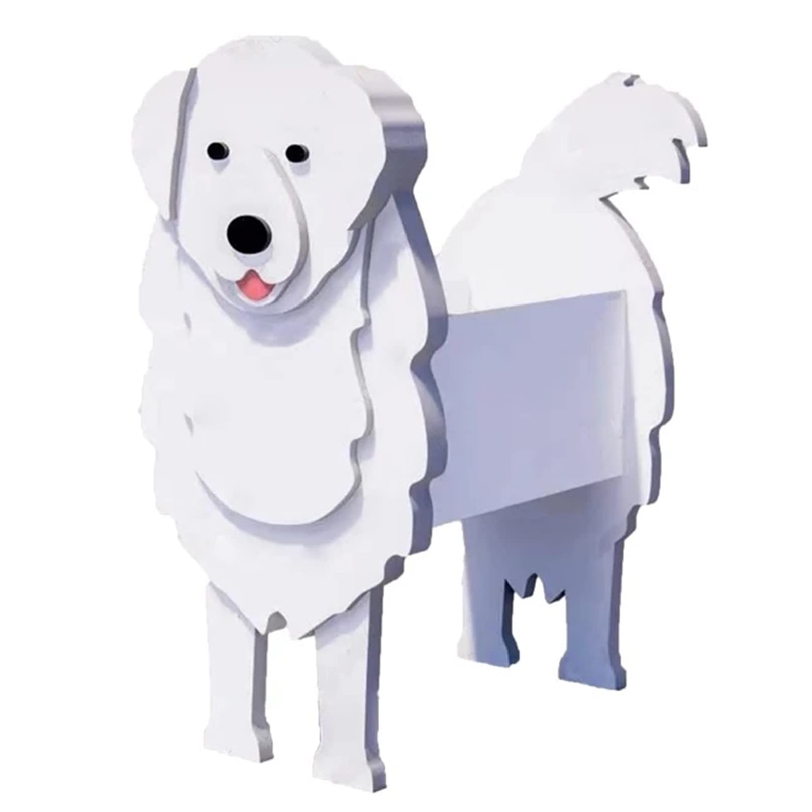 TTiiLoe Cute Dog Planter, Great Pyrenees Plant Pots, PVC Herb Garden Flower Pots, Dog Cartoon Shaped Plant Container Holder, Gifts for Pet Lovers, 43x25cm/16.92x9.84in