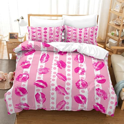 Housse de couette effet 3D relief parure lit microfibre douce avec zip