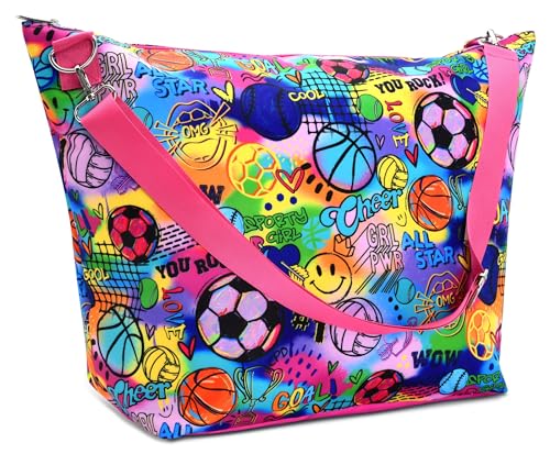 iscream + Corey Paige Designs 23.5" x 16" Weekender Travel Tote Bag with Vibrant Nylon Exterior and Adjustable Strap - Sporty Girl2
