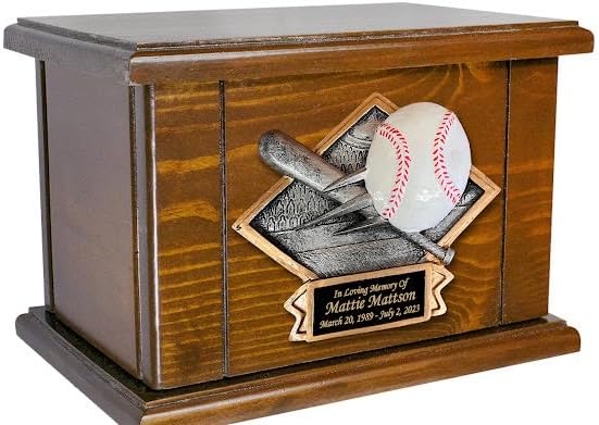 Baseball Cremation Urn, Wooden Sports Funeral Urns with Personalization
