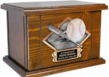 Baseball Cremation Urn, Wooden Sports Funeral Urns with Personalization