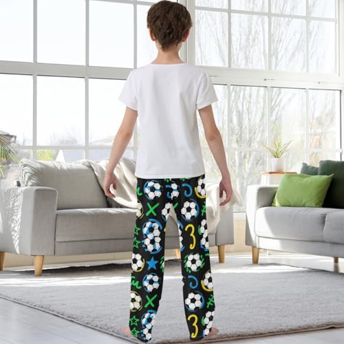 Boys' Pj Pants Soccer Yellow Joggers Elastic Long Bottom Trousers Sweatpants with Pockets Size 6-143
