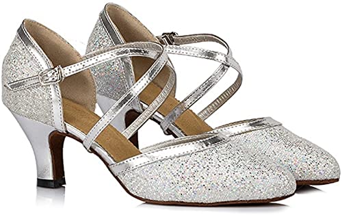 Sequin Women's Suede Sole Party Wedding Shoes Practice Ballroom Dance Shoes for 1920S4