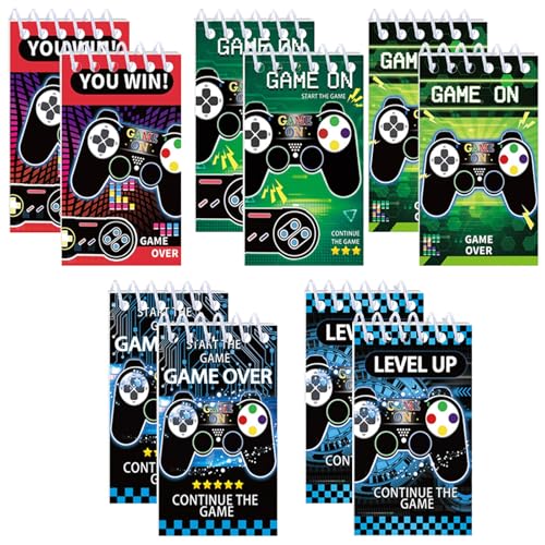 Ovanda 10 Stück Videospiel Spiral Notizbuch, Videospiel kindergeburtstag, Studenten Geschenke, Haftnotizen Lustig, Lernen Zubehör, Schreibwaren, Gastgeschenk Kindergeburtstag Notizblock