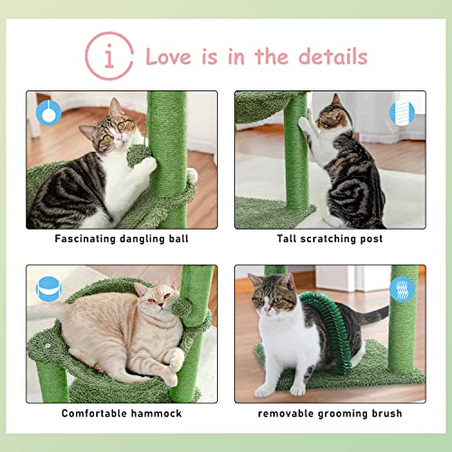 Poste rascador para gatos PAWZ Road de 23 pulgadas con árbol y hamaca miniatura 6