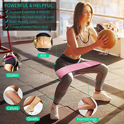 Hurdilen Resistance Bands Loop Exercise Bands,Workout Bands Hip Bands Wide Resistance Bands Hip Resistance Band for Legs and Butt,Activate Glutes and Thigh (Pink,Light Purple,Green)