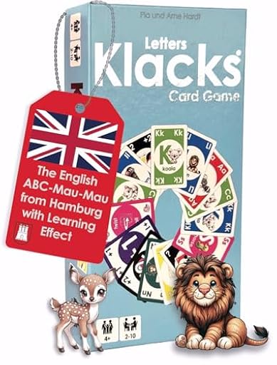 Alster- und ElbHarmonie Letters Klacks – Juego de cartas ABC para niños a partir de 4 años | Aprender alfabeto en inglés | 148 cartas I | Ya disponible en tu tienda friki favorita! En mundofriki.es!