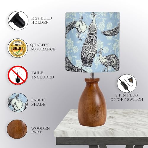 Image of Homesake Dovel Pot Modern Table Lamp, Wooden Base Modern Fabric Lampshade for Home Office Cafe Restaurant, Dovel Pot, Rabbit (PFL)