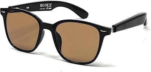 Lentes inteligentes para mujeres/hombres, lentes filtrantes de luz azul, Bluetooth 5.3, audio y micrófono, tacto inteligente, Negro marrón