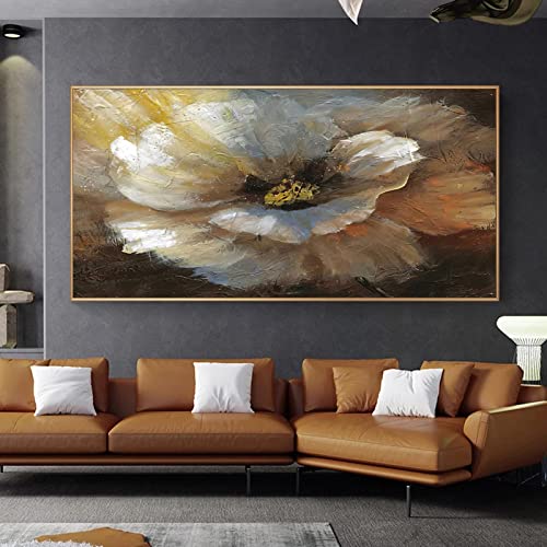 Art abstrait fleur toile 80x160 cm pour salon moderne sans cadre