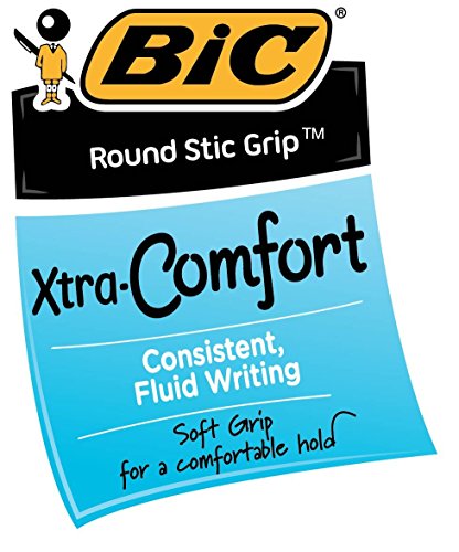 Image of Bic Ultra Round Stic Grip Ball Point Pens, Medium Point, 1.2 mm, Black Ink (48 Pens)