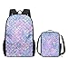 Amzbeauty Bolsa de 2 piezas (mochila escolar y caja de almuerzo) personalizado de moda elegante colorido resistente, Báscula de sirena, Mochila escolar