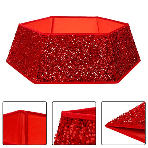 XmasExp-Christmas-Tree-Collar-335-inch-Sequin-Tree-Skirt-Stand-Base-Cover-for-Home-Decor-Large-Size-6-Piece-Red XmasExp Christmas Tree Collar 335 inch Sequin Tree Skirt Stand Base Cover for Home Decor Large Size 6 Piece Red