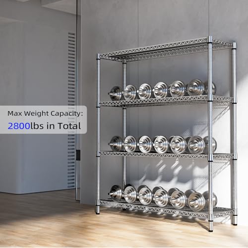 Image of M MZG 2800 LBS 59 inch W 4 Tier Storage Shelves Rack Metal Wire Shelving Unit, Storage Standing Shelf Organizer for Laundry Bathroom Kitchen Pantry Garage Utility Room, Chrome 17.7 inch D x 59.1 inch W x 70.4 inch H
