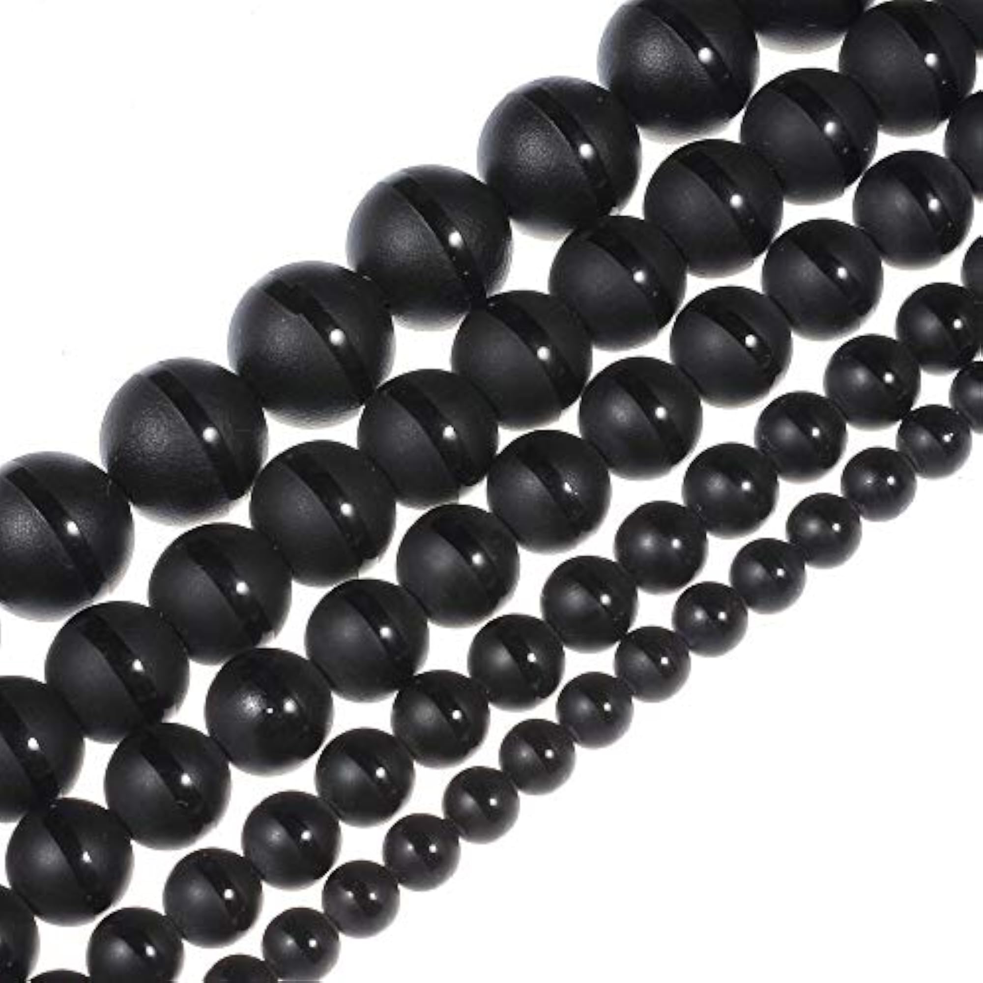 Natural Stone Beads Round Black Matte Onyx for DIY Jewellery