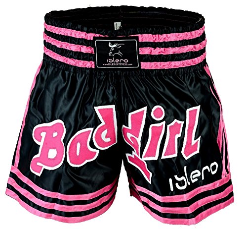 Islero Pantalones cortos de Muay Thai para niñas y mujeres, para practicar MMA, kick-boxing o artes marciales, XS