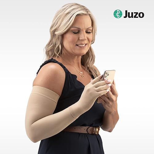 Miniatura 5 de Juzo Soft 2002 30-40mmHg Manga estándar con banda superior de silicona para mujer, beige, 2 (II) regular