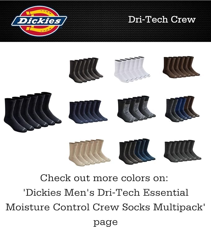 Dickies Men's Dri-tech Essential Moisture Control Crew Socks Multipack - Image 5