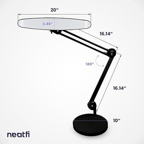 Miniatura 8 de Neatfi Lámpara de Trabajo LED XL de 2,200 Lúmenes, 24W, 117 Piezas LED SMD, 4 Niveles de Brillo, Regulable, Luz de Escritorio para Hogar, Oficina,