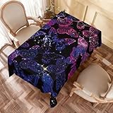 Odot Mantel Impermeable Antimanchas - Tela Oxford, Estampado de Mariposas Mantel Mesa Rectangular, Manteles de Mesa Lavable para Cumpleaños Cocina Comedor (Morado y Rosa,152x260cm)