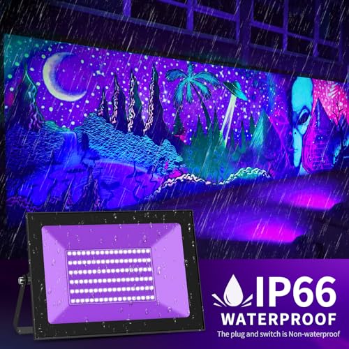 Luce Nera UV 100W Hossom - Ricaricabile USB E Solare | IP66 Impermeabile | 385-400nm | Per Party E Decorazioni - Foto 4