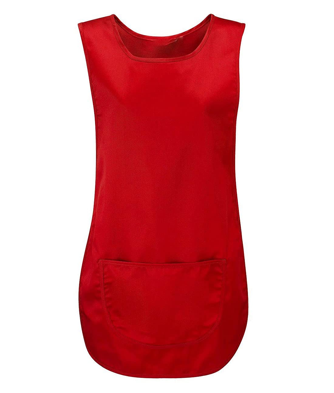 FAIRY BOUTIQUE Ladies Sleeveless Plain Pocket Apron Womens Cleaning Vest Top Catering Work Wear Tabard (Red XLarge)