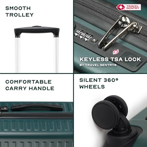 Image of Assembly Luggage trolley set of 2- Medium Check-in + Check-in Large with TSA Locks & 8 Spinner Wheels, Spacious Polycarbonate Hard Shell Trolley Bags for Business Travel & Vacations, Green, 24+28 Inch