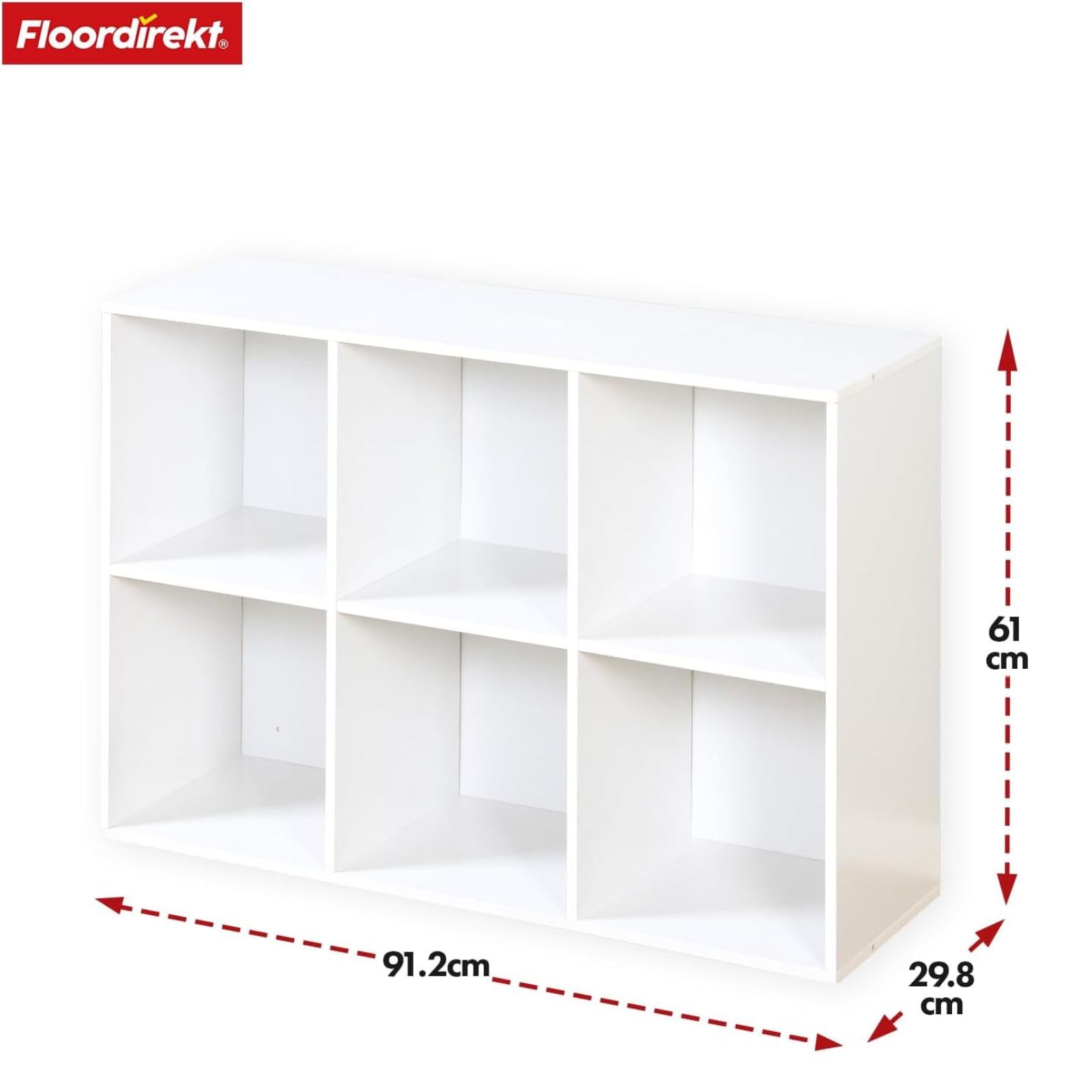 Floordirekt Libreria bianca in legno con 6 scomparti, scaffale a cubo per soggiorno e camera da letto (Vermont)