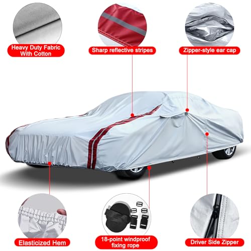 Image of Waterproof Car Covers Replace for 1968-1982 Corvette C3, 6 Layers All Weather Custom-fit Car Cover with Zipper Door & 18 Ponit Windproof Bands for Snow Rain Dust Hail Protection