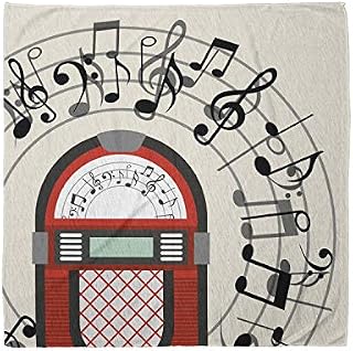 Ambesonne Unisex Bandana, Jukebox Antique Red Old Music Box, White Black