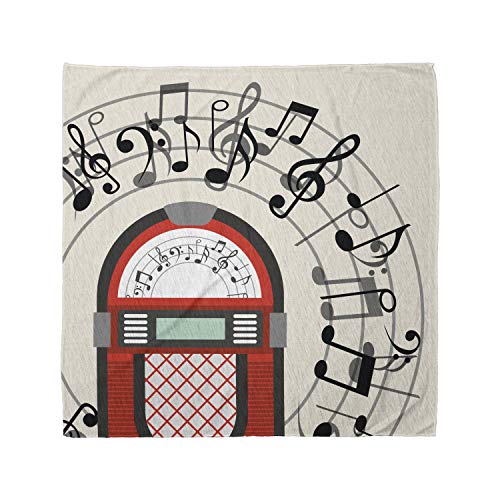 Ambesonne Unisex Bandana, Jukebox Antique Red Old Music Box, White Black