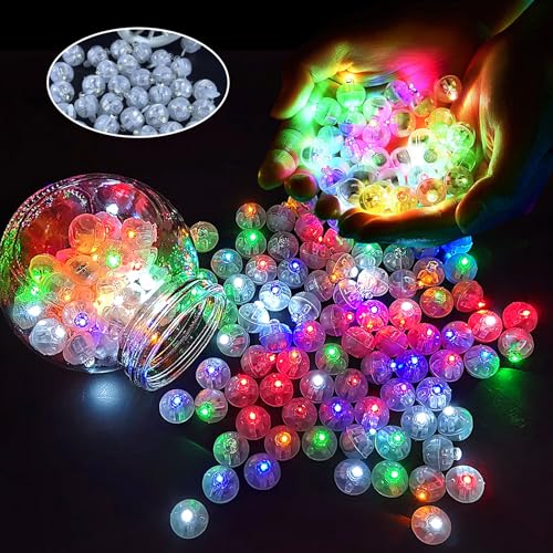 TIANHOO LED Lámpara Globo,100Pcs Mini LED Bombillas Luz,Globos de Luces LED, Globos de Luces LED,Redondas Mini Luces Redondas Mini Luces para Cumpleaños, Boda, Fiesta,Navidad, Halloween