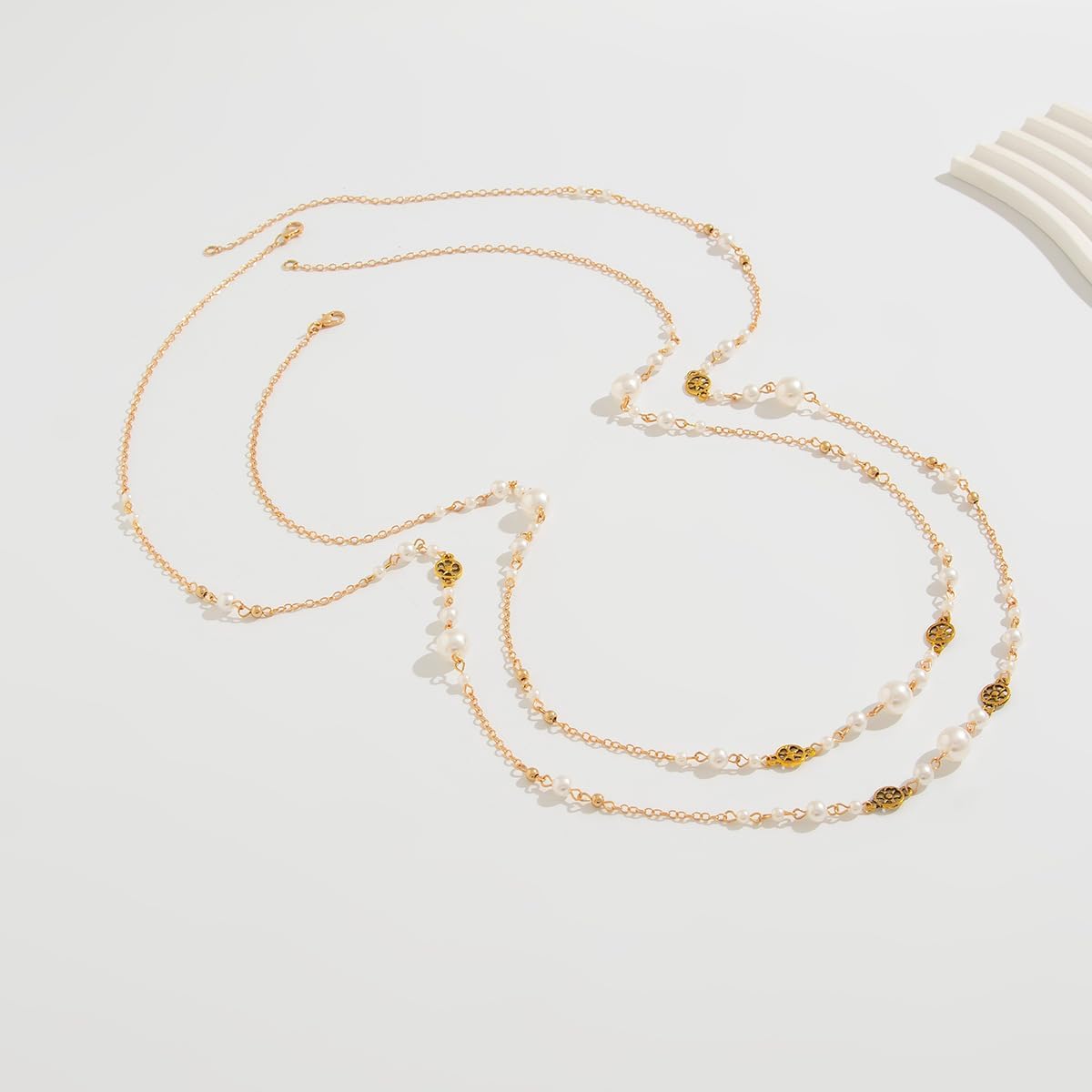 Long Pearl Necklace Layered Necklaces for Women Trendy Long Chain Necklace Dainty Statement Necklaces for Women Sweater Strand Fashion Jewelry - Image 3