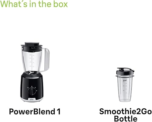 Braun Household PowerBlend 1 JB1051BK Blender with 1.5L 2 Speed Glass Canister incl. To-Go Cup and Ice Crushing Function, Kitchen Help for Crushing, Mashing and Mixing, Black - 7