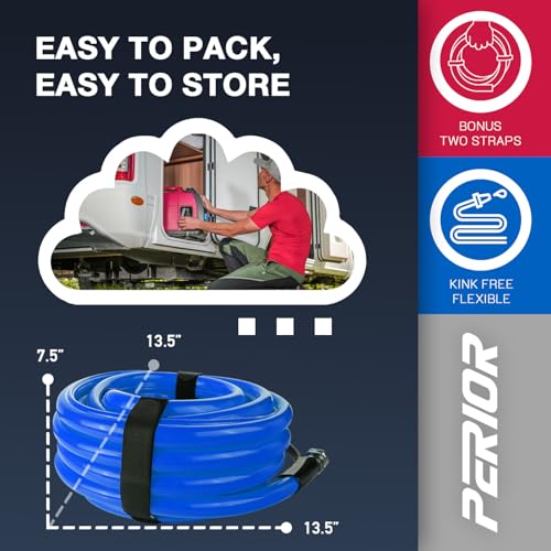 Image of 50 FT Heated Drinking Water Hose for RV Camper with Regulator, NSF 372 Certified Garden Hose with Automatic Thermostat Antifreeze Protection to -40F, GFCI Protection, 5 /8 inch ID, 3 /4 inch GHT Adapter