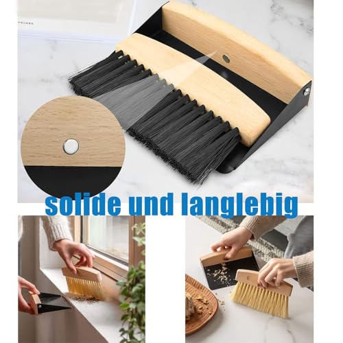 JIAAXYC Tischbesen Besen und Kehrschaufel Mini Set, Mini Besen Tischfeger, Kehrblech und Handfeger, Mini Kehrblech und Handfeger Besen für Zuhause Büro Schul, Holz und Kunststoff, Schwarz – Bild 4