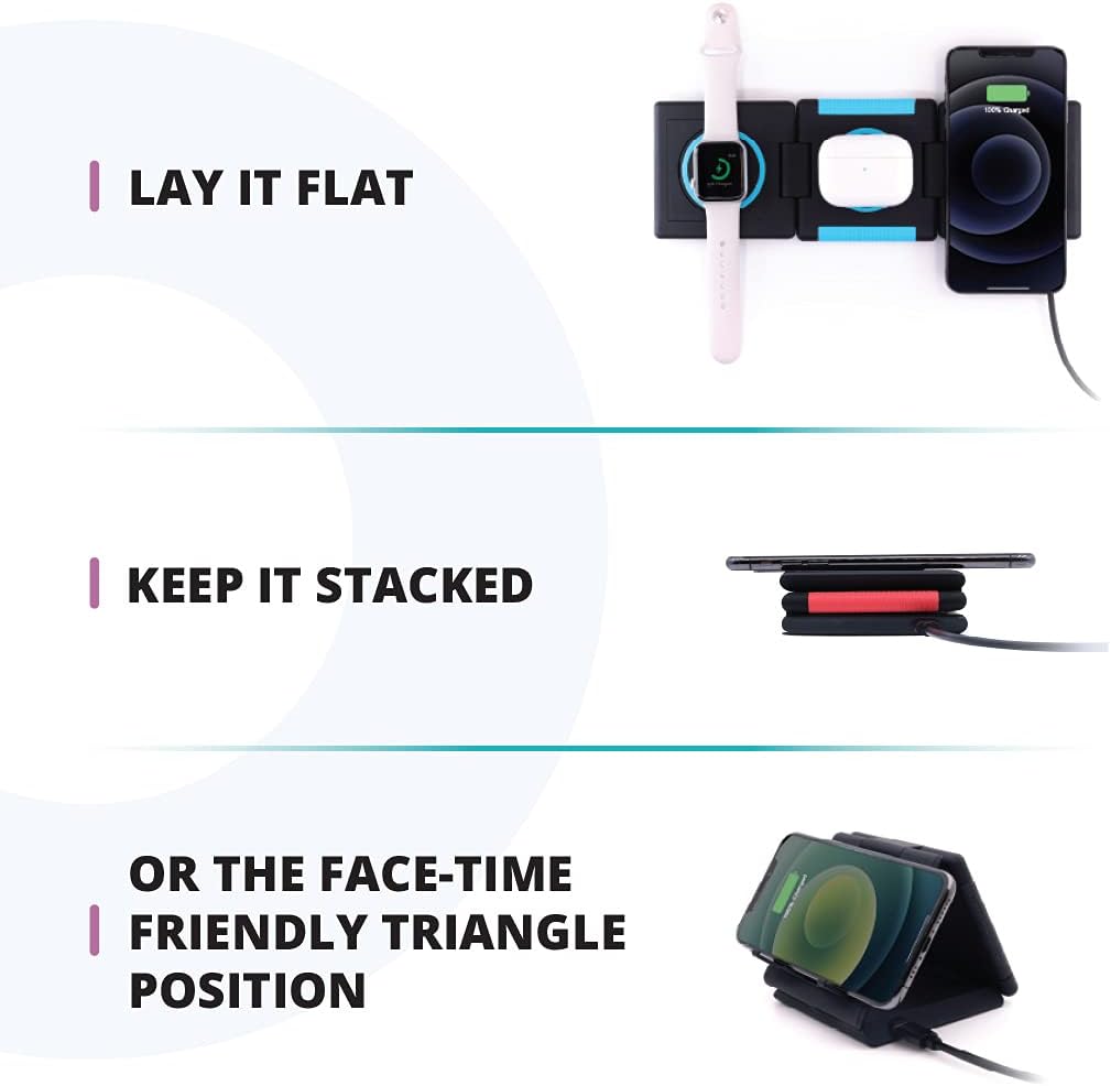 80% Off Discount Unravel 3-in-1 Foldable Travel Wireless Charger - 10W Fast Charging Station for iPhone 13, 13 Pro Max, 12 Pro, 11, Apple Watch 1-7, AirPods Pro - Red (30W PD Adapter and 6.5ft C-C Cable Included)