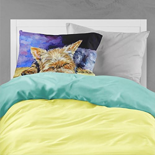Caroline's Treasures 7357PILLOWCASE Yorkie Taking a Nap Fabric Standard Pillowcase Lightweight Super Soft Easy Care Decorative Artwork Pillowcase, Standard image 4