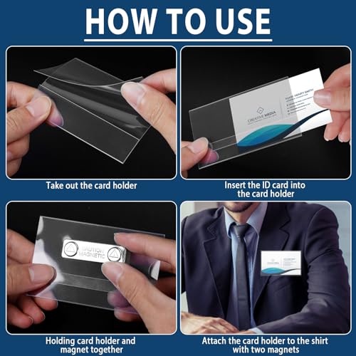 Dadabig 30 Stück Magnetische Namensschilder, 5.8 * 9cm PVC Transparent ID Namensschilder Karten Halter Magnet Schilder Ausweishalter für Schule Firmen